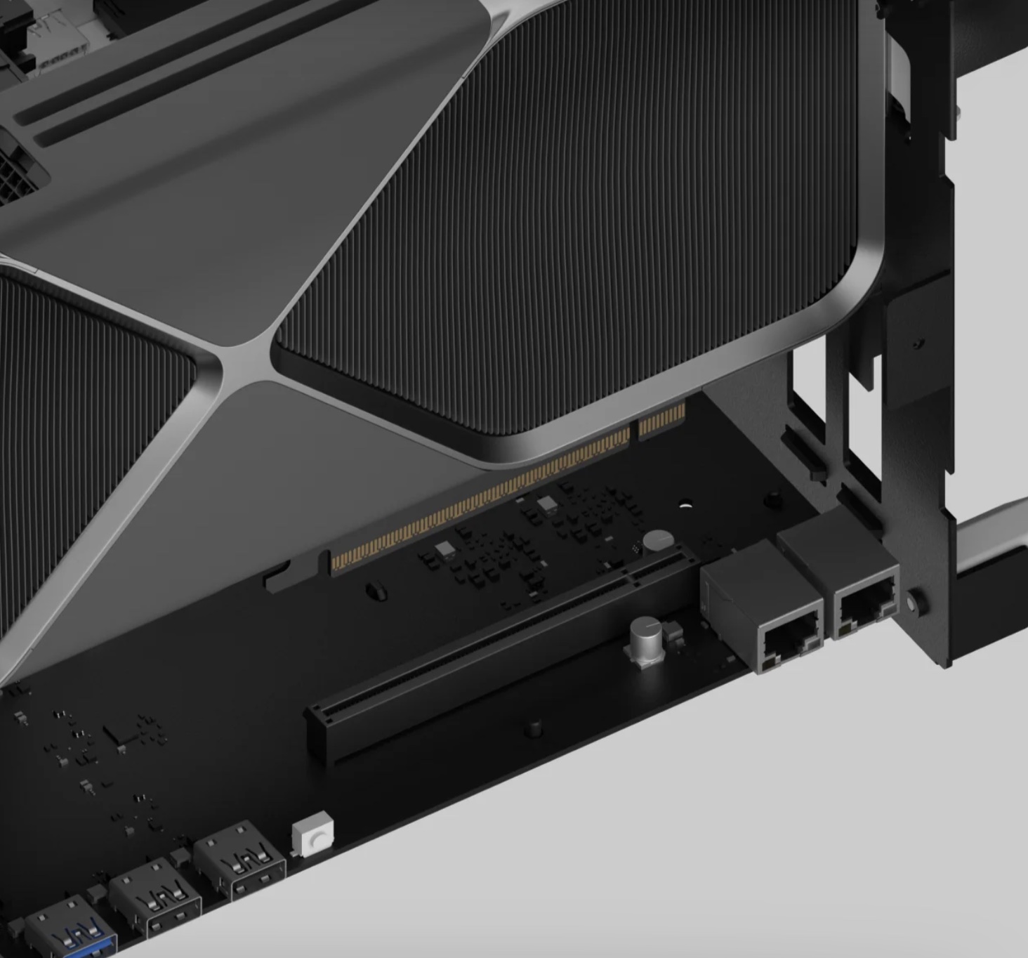 Full-size graphics card installed inside Nexus