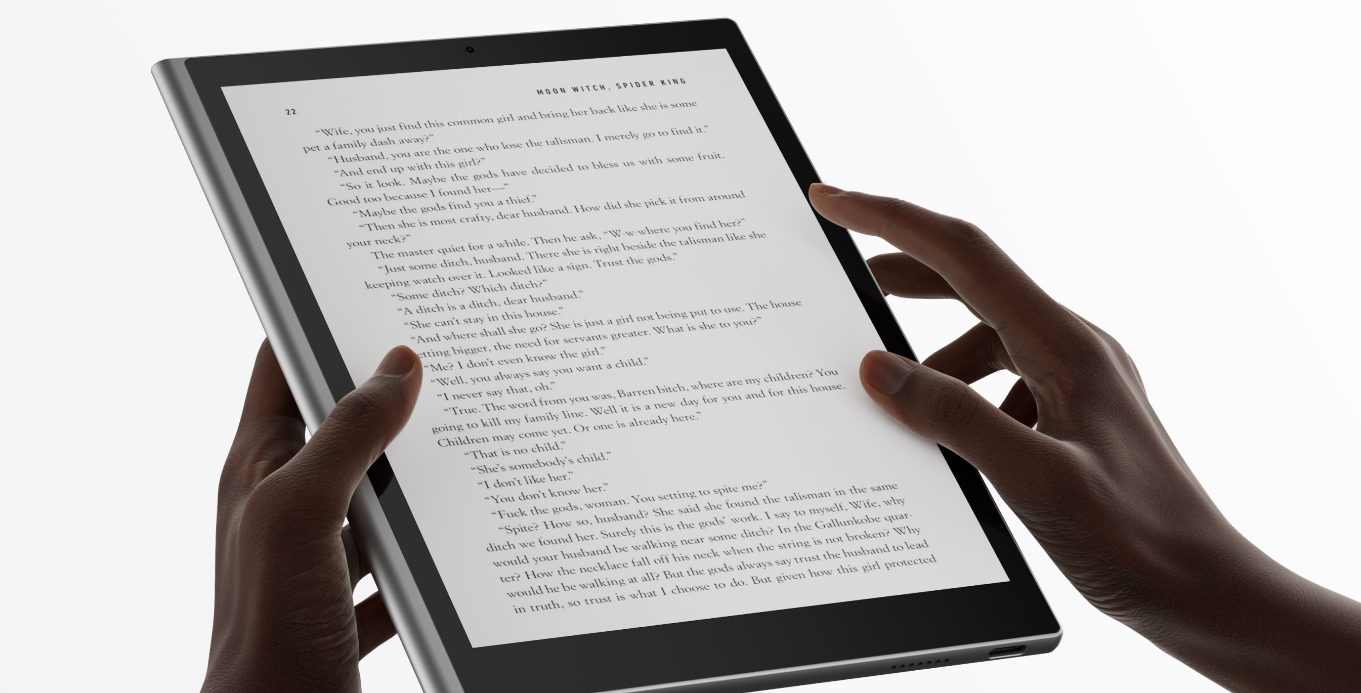 Paper7 held in two hands for comfortable reading