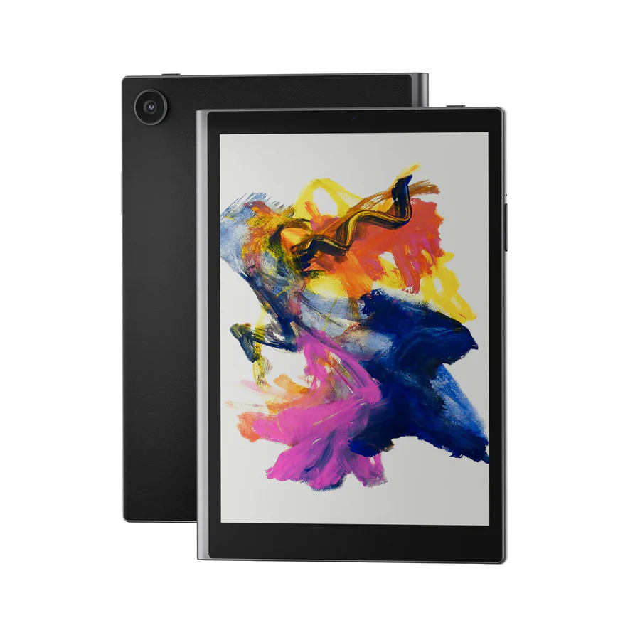 Black Paper7 tablet shown from the front and back
